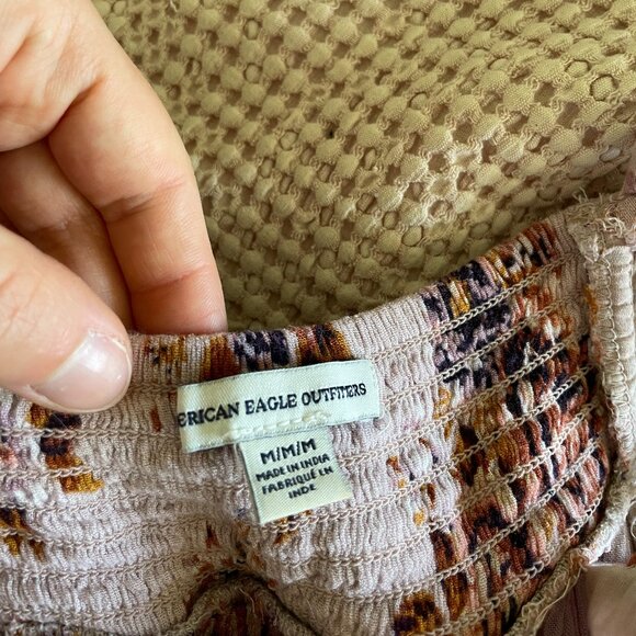 American Eagle Cold Shoulder Tie-Front Floral Spaghetti Strap Top Size M - Picture 6 of 13